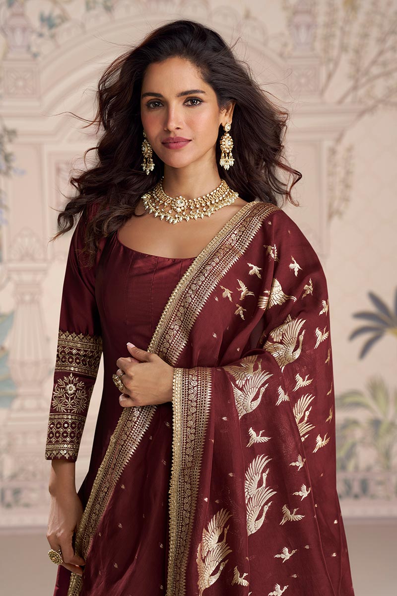 Traditional Maroon Lehenga Choli with Dupatta | UK Online RTI