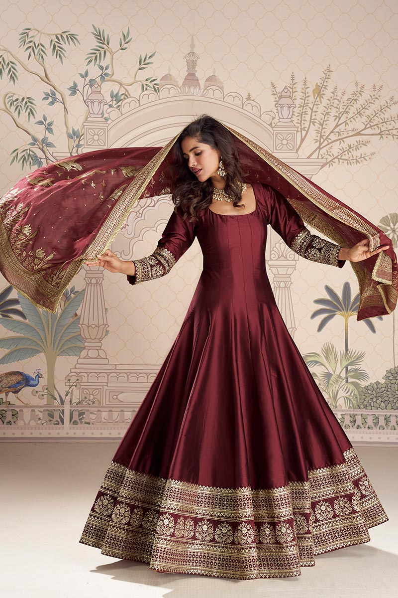 Traditional Maroon Lehenga Choli with Dupatta | UK Online RTI