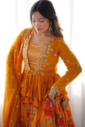 Sunset Blossom Embroidered Floral Lehenga Set – Premium Ethnic Occasion Wear RTI