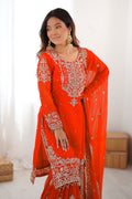 Embroidered Orange Ethnic Sharara Set – Party & Festive Wear RTI