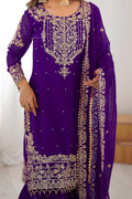 Purple Embroidered Ethnic Sharara Suit– Wedding & party Wear RTI