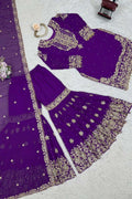 Purple Embroidered Ethnic Sharara Suit– Wedding & party Wear RTI