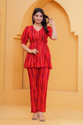 Red Printed Kurti & Pant Co-Ord Set | Casual & Festive Wear RTI