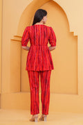 Red Printed Kurti & Pant Co-Ord Set | Casual & Festive Wear RTI