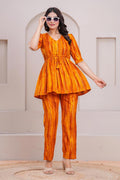 Trendy Printed Kurti & Pant Co-Ord Set | Casual Wear in  Mustard RTI