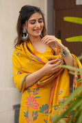 Yellow Floral Printed Ethnic Salwar Set with Dupatta – Festive wear RTI