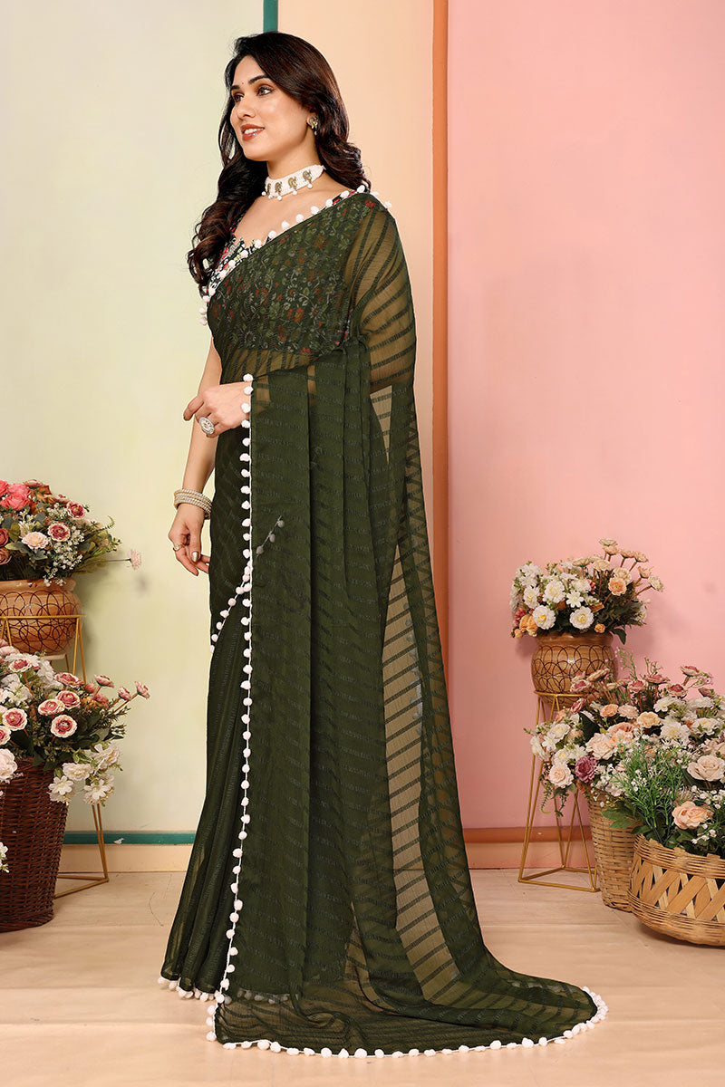 Premium Pista Green Silk Saree with Heritage Embroidery (Copy) LF