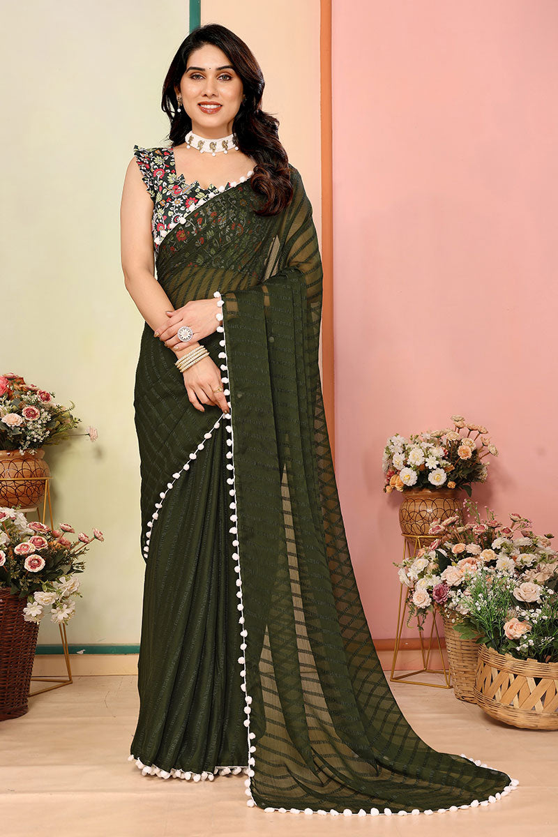 Premium Pista Green Silk Saree with Heritage Embroidery (Copy) LF
