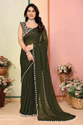 Premium Pista Green Silk Saree with Heritage Embroidery (Copy) LF