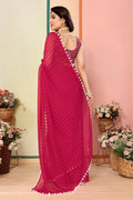 Pink Pom-Pom Border Saree – Perfect for Festive & Party Wear RTI