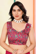 Pink Pom-Pom Border Saree – Perfect for Festive & Party Wear RTI