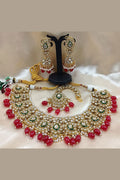 Wedding & Festive Kundan Necklace Set with Earrings in Red RTI