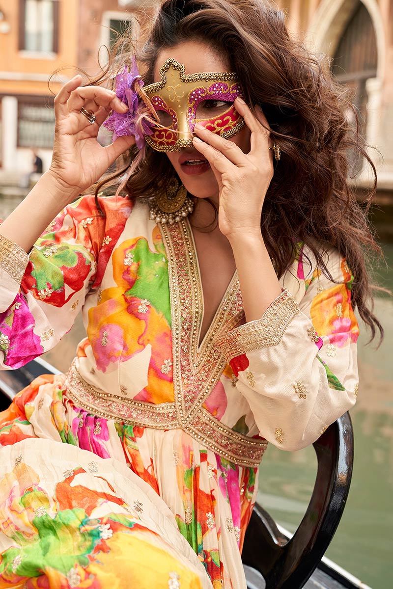 Elegant Floral Boho Maxi Dress – Handpainted Watercolour Print
