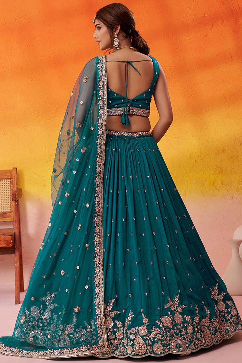 Teal Embroidered Lehenga Choli – Wedding & Bridal Wear