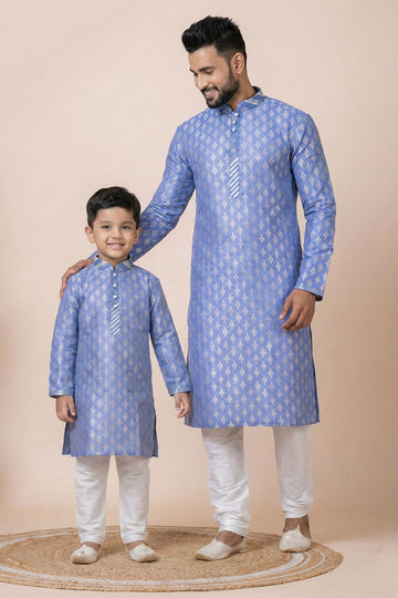 Father & Son Matching Blue Ethnic Kurta Set – Traditional Indian Festive Wear
