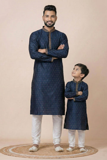 Father & Son Matching Kurta Set in Navy Blue | Indian Ethnic Festive Wear