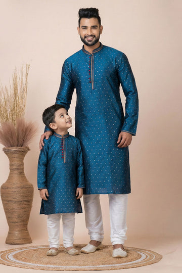 Rama Green Father Son Matching Kurta Pajama Set – Traditional Indian Outfit