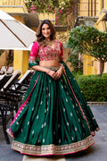 Elegant Green & Pink Embroidered Lehenga – Party & Wedding Wear RTI