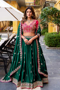 Elegant Green & Pink Embroidered Lehenga – Party & Wedding Wear RTI
