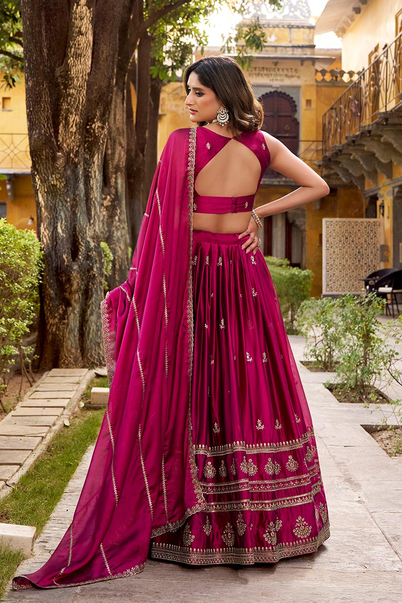 Indian Party Wear Magenta Pink Lehenga – Floral Embroidery & Premium Look RTI