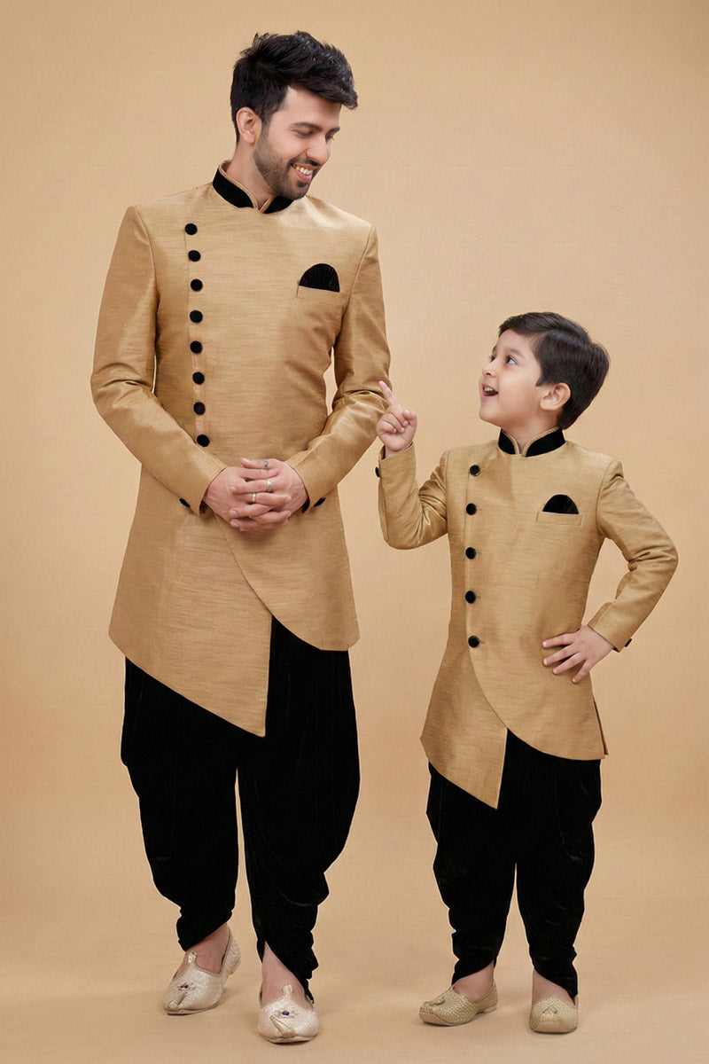Matchy Matchy Chiku Father-Son Festive Dhoti Style Kurta Set RTI