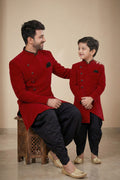 Marron Elegant Father & Son Dhupion Kurta Pajama Duo RTI