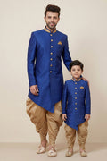 Royal Blue Ethnic Father & Son Coord Set in Dhupion Silk | Party Wear RTI