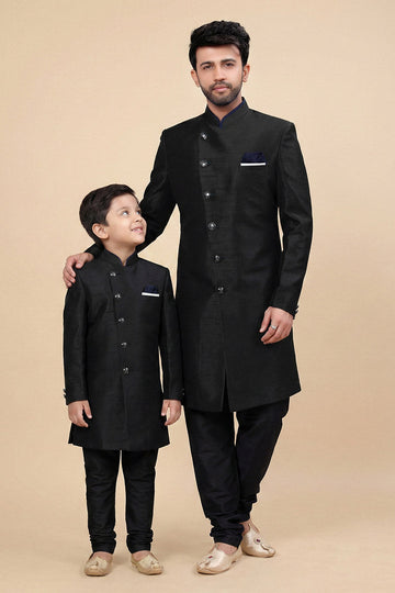 Premium Black Father–Son Kurta Pajama Ensemble | Festive Edition RTI