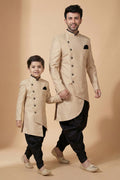 Traditional Cream Dhupion Kurta Set for Dad & Son | Ethnic Wear RTI
