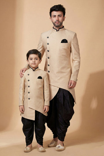 Traditional Cream Dhupion Kurta Set for Dad & Son | Ethnic Wear RTI