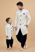 Elegant White Dhupion Kurta Pajama for Father & Son | Ethnic Outfit RTI