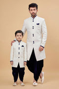 Elegant White Dhupion Kurta Pajama for Father & Son | Ethnic Outfit RTI