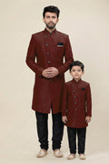 Maroon Dhupion Silk Matching Kurta Set for Dad & Son | Wedding Wear RTI