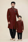 Maroon Dhupion Silk Matching Kurta Set for Dad & Son | Wedding Wear RTI