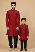 Red Dhupion Kurta Pajama Set for Father & Son | Ethnic Style RTI