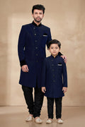 Matching Navy Blue Dhupion Kurta Pajama Set for Dad & Son | Ethnic Collection RTI