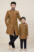 Elegant Chiku Dhupion Kurta Pajama for Father & Son | Ethnic Outfit RTI