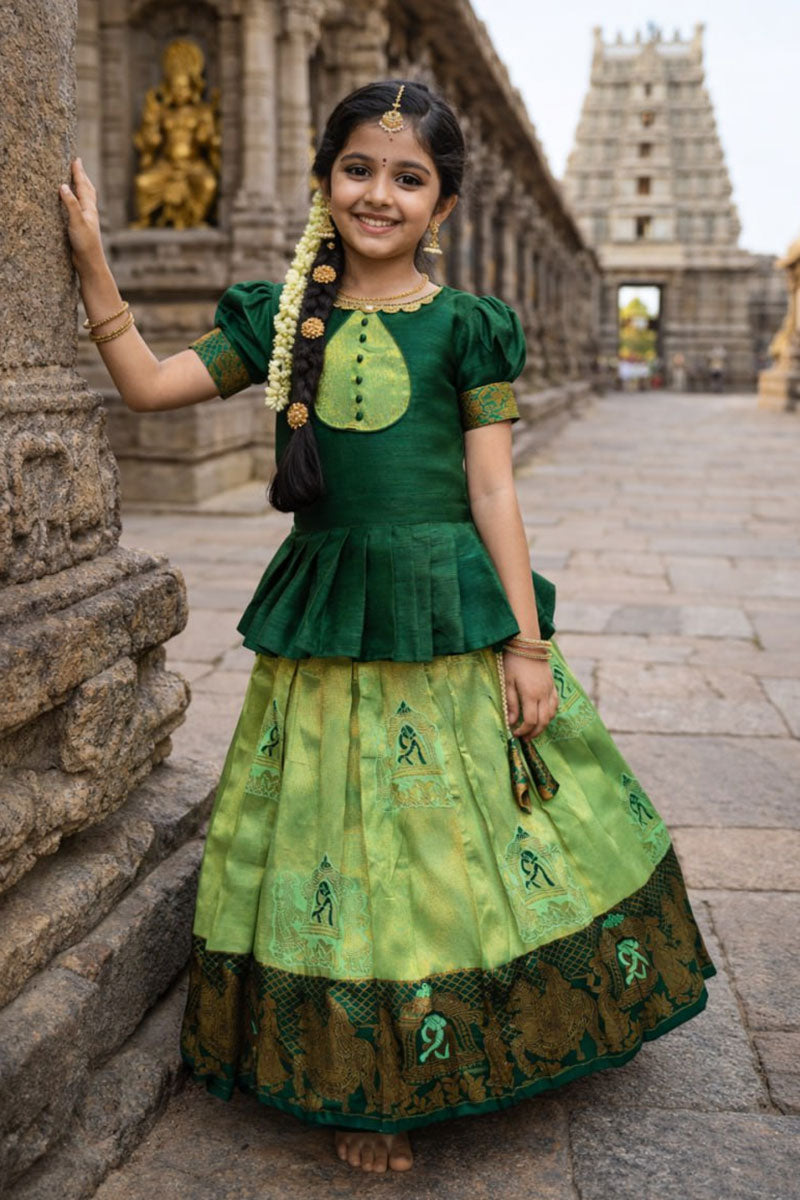 Emerald Traditional Skirt & Top for Girls | Festive Wear RTI