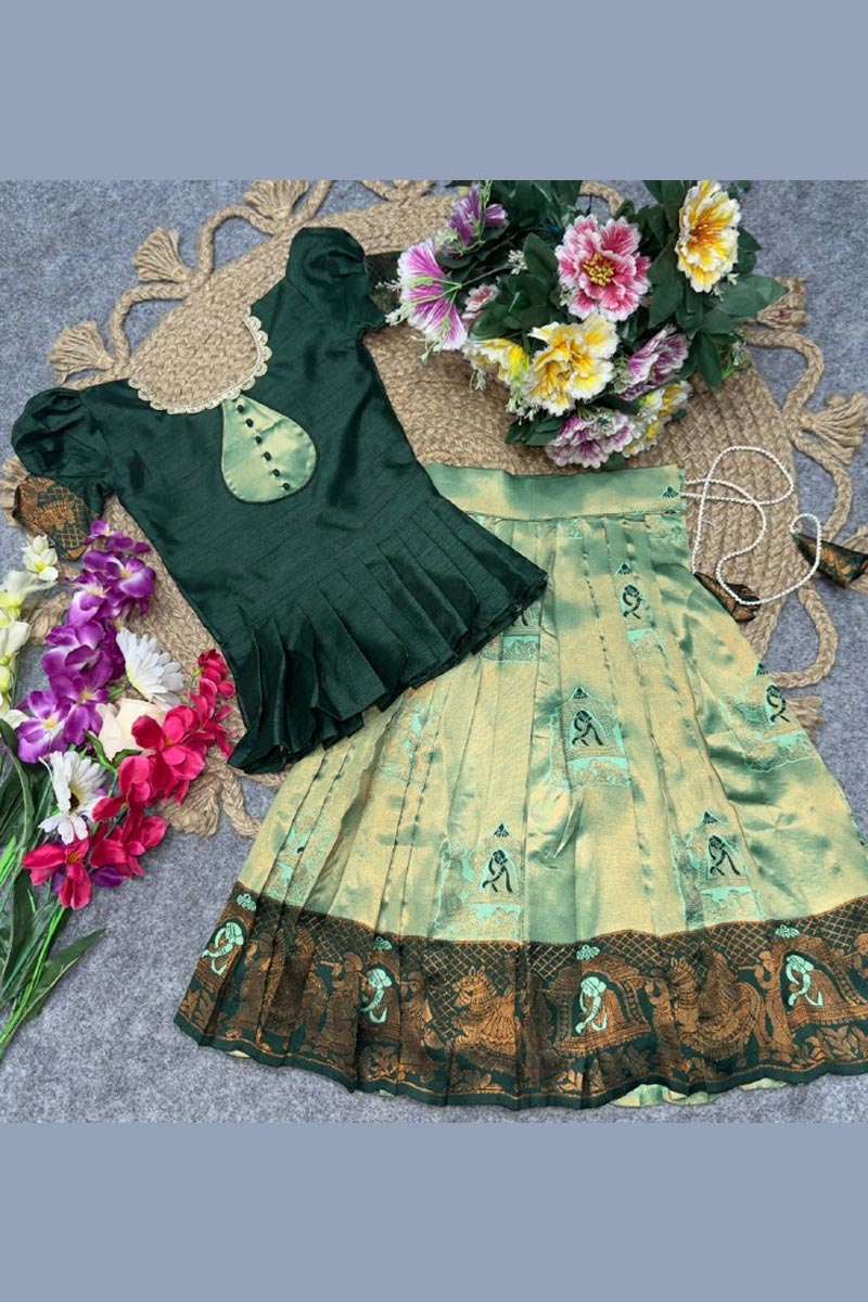 Emerald Traditional Skirt & Top for Girls | Festive Wear RTI