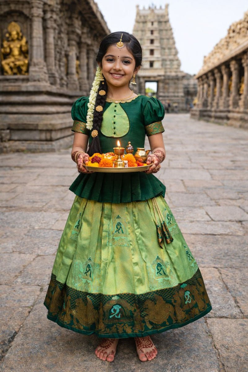 Emerald Traditional Skirt & Top for Girls | Festive Wear RTI