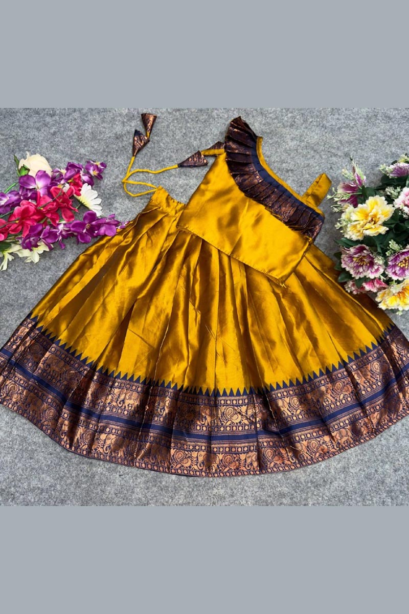 Yellow Traditional Skirt & Top | Lehenga Set for Kids RTI