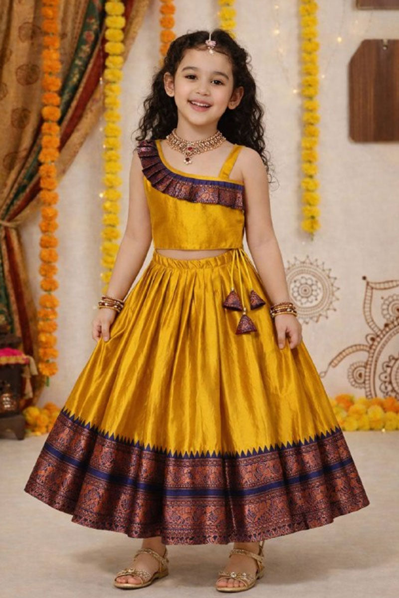 Yellow Traditional Skirt & Top | Lehenga Set for Kids RTI