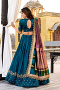 Teal Blue Embroidered Lehenga Choli – Party & Wedding Wear RTI