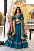 Teal Blue Embroidered Lehenga Choli – Party & Wedding Wear RTI