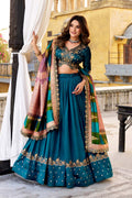Teal Blue Embroidered Lehenga Choli – Party & Wedding Wear RTI