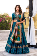 Teal Blue Embroidered Lehenga Choli – Party & Wedding Wear RTI