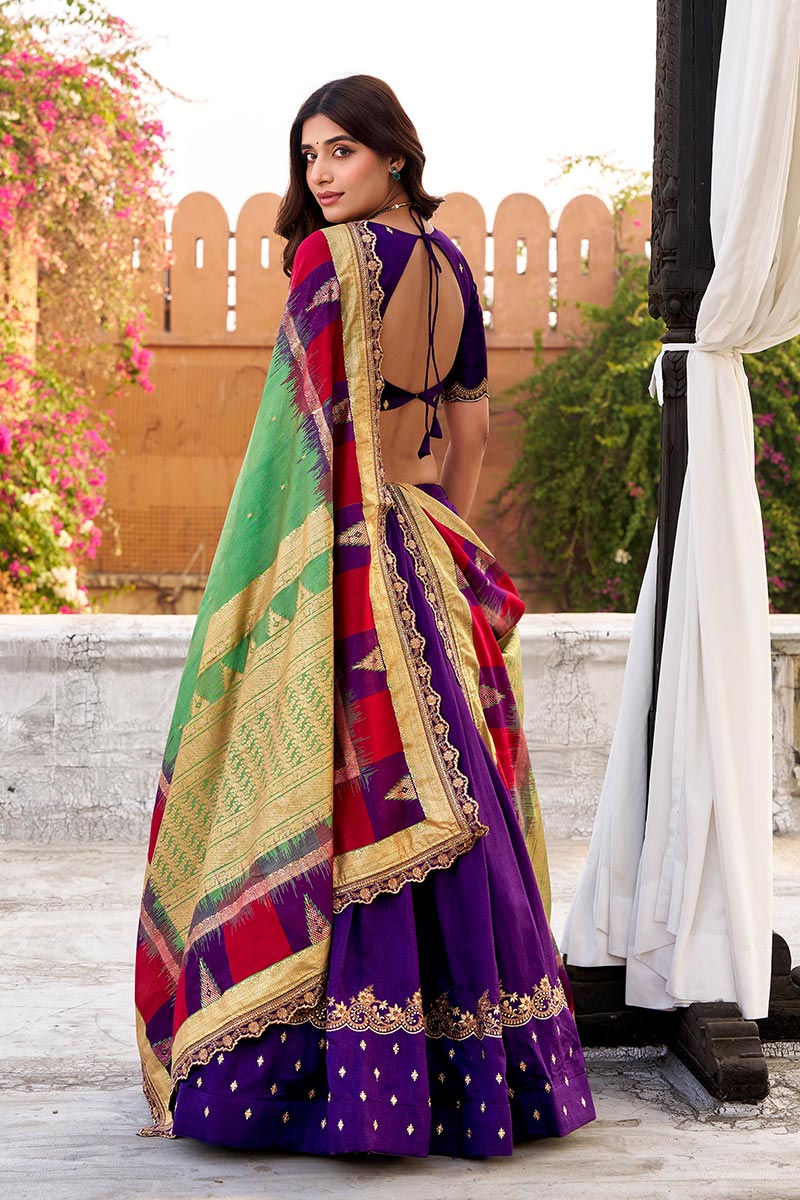 Purple Indian Party Wear Lehenga – Elegant Embroidery Look RTI