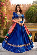 Royal Blue Silk Vichitra Silk Lehenga for Wedding, Mehndi & Sangeet RTI