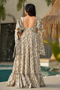 Multi Color Floral Printed Rayon Gown – Elegant Maxi Dress UK RTI