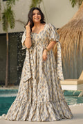 Multi Color Floral Printed Rayon Gown – Elegant Maxi Dress UK RTI